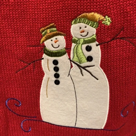 Breckenridge Red Christmas/Winter Vest with Snowmen Grannycore Size MP Women - Picture 3 of 9